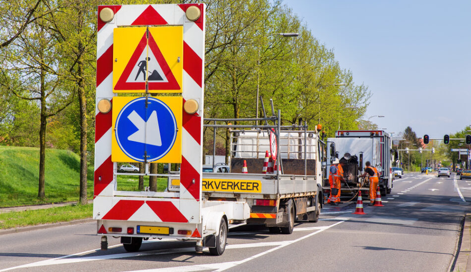 Wegwerkzaamheden in Nederland.